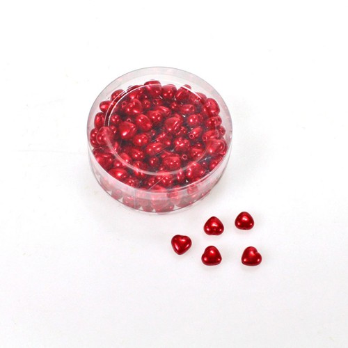 144 Perlen Herzen rot 1cm Streudeko Hochzeit Liebe Valentin Schmuck Basteln