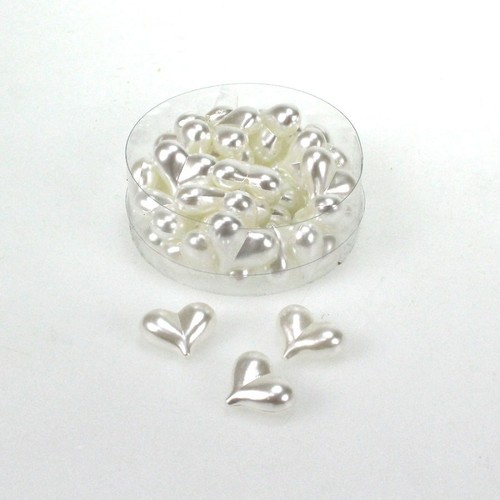 36 Herzen wei� oder creme 2cm Streudeko Hochzeit Streuteile Herz Kunststoff 