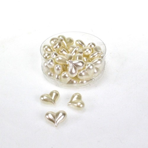 36 Herzen wei� oder creme 2cm Streudeko Hochzeit Streuteile Herz Kunststoff 