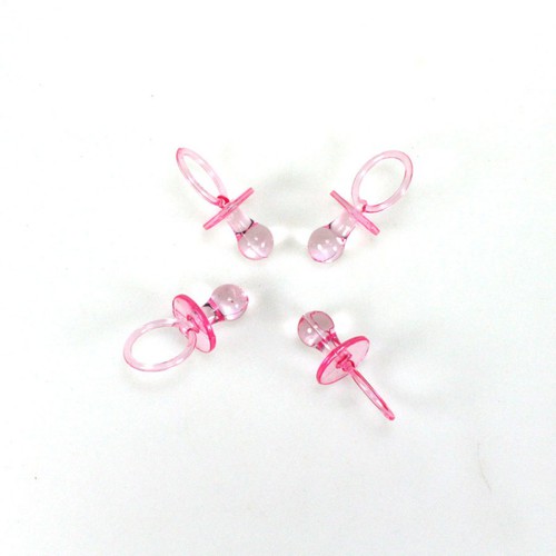 4 Deko Schnuller 7cm Acryl Streudeko Baby Taufe Geburt Baby Tischdeko blau oder rosa 
