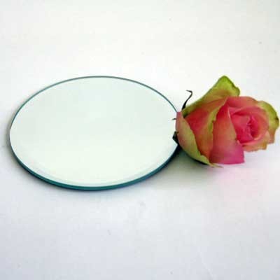1 Spiegeluntersetzer Spiegelteller Spiegelplatte Untersetzer D12cm rund gefast