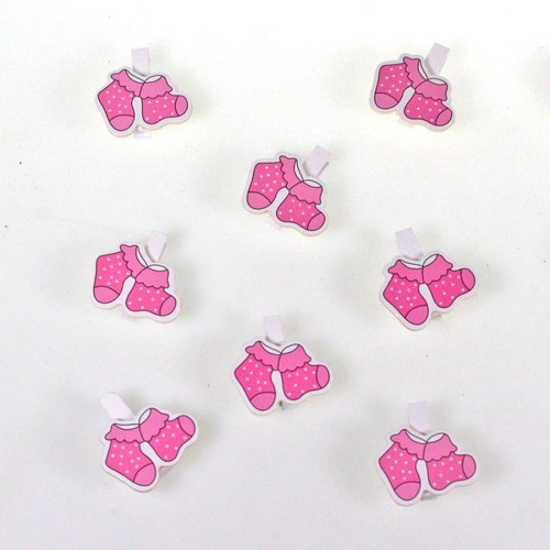 8 Zwicker W�scheklammern Baby S�ckchen ca 4cm Holz Dekoklammern Taufe Geburt 