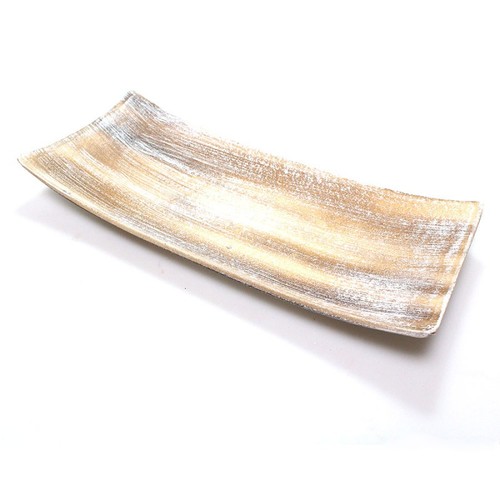 Holz Tablett Schale flach rechteckig MDF L/B/H 38x16x5,5cm Vintage shabby Deko