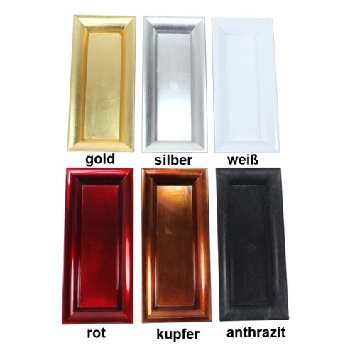 Kunststoff Platte 28x12cm Teller Tablett rechteckig used look Kerzenteller Deko