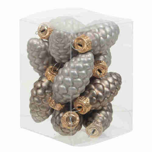 12 Tannenzapfen Glas Christbaumkugeln Zapfen Weihnachtsschmuck 60mm 6cm Baumdeko 