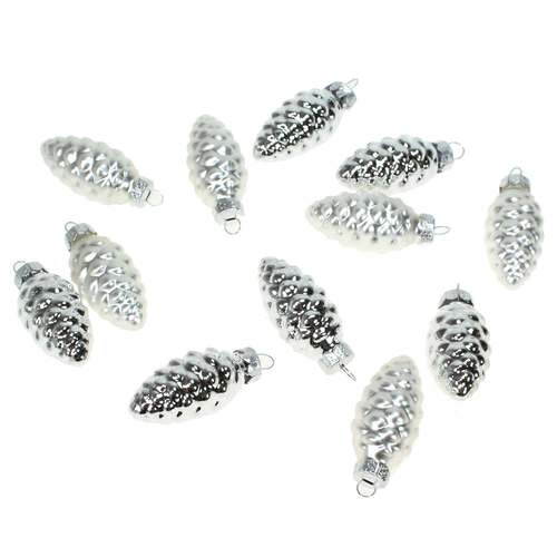 12 Tannenzapfen Glas Christbaumkugeln Zapfen Weihnachtsschmuck 60mm 6cm Baumdeko 