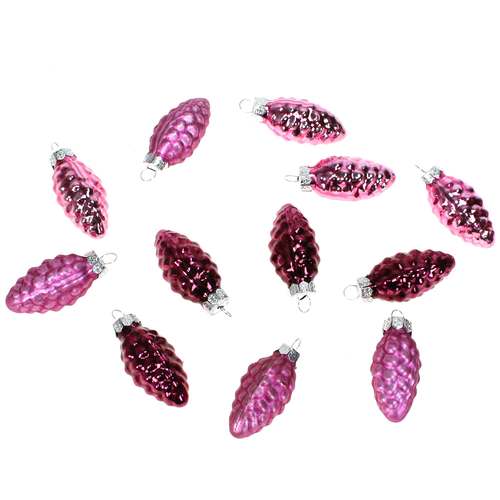 12 Tannenzapfen Glas Christbaumkugeln Zapfen Weihnachtsschmuck 60mm 6cm Baumdeko 