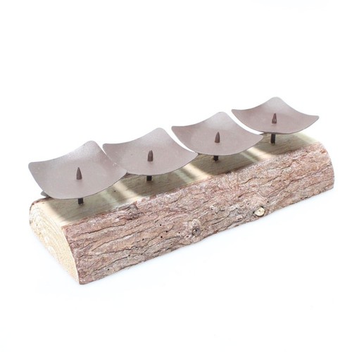 Kerzenhalter St�nder Holz Metall white wash 4 Kerzen 32cm x 10cm shabby Vintage Kerzenst�nder