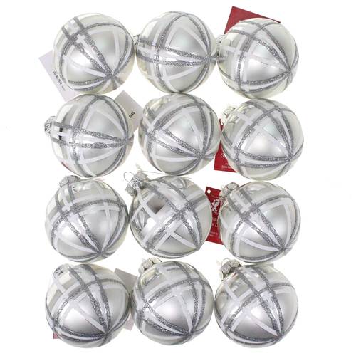 12 Christbaumkugeln Scottish 75mm Glas Weihnachtskugel Kugel edel Schottenmuster 