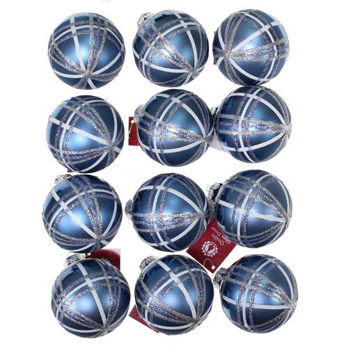 12 Christbaumkugeln Scottish 75mm Glas Weihnachtskugel Kugel edel Schottenmuster 