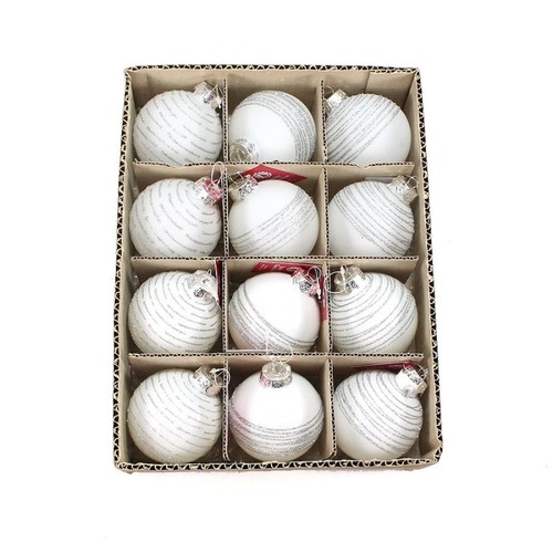 12 Christbaumkugeln Ringel Glas Weihnachtskugeln Kugeln 75mm edel 