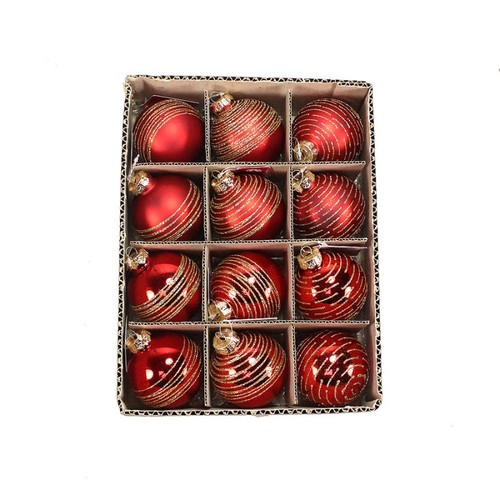 12 Christbaumkugeln Ringel Glas Weihnachtskugeln Kugeln 75mm edel 