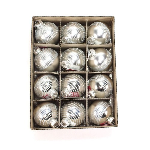 12 Christbaumkugeln Ringel Glas Weihnachtskugeln Kugeln 75mm edel 