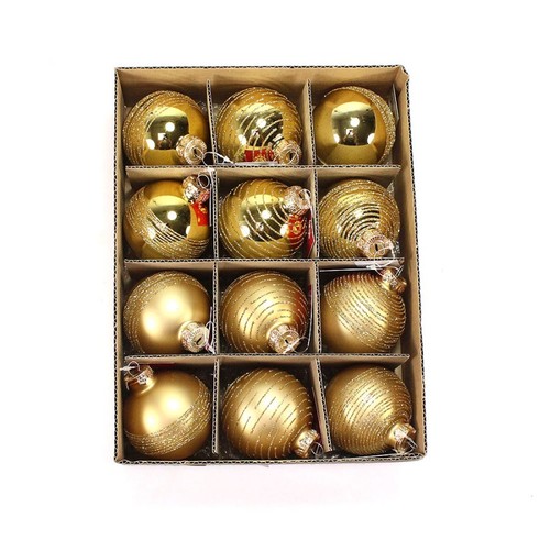 12 Christbaumkugeln Ringel Glas Weihnachtskugeln Kugeln 75mm edel 