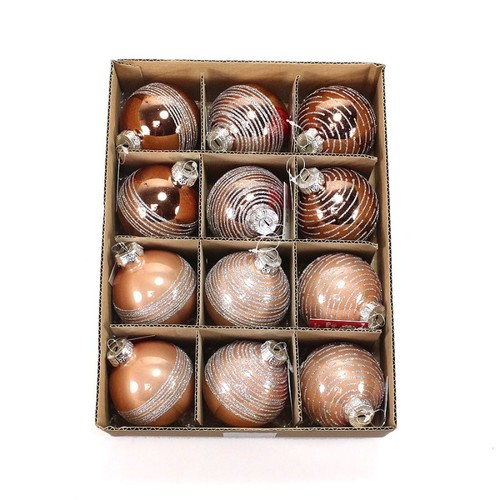 12 Christbaumkugeln Ringel Glas Weihnachtskugeln Kugeln 75mm edel 