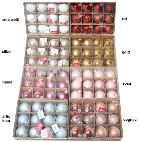 12 Christbaumkugeln Ringel Glas Weihnachtskugeln Kugeln 75mm edel