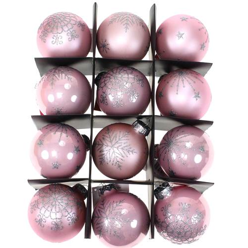 12 Christbaumkugeln Schneeflocke Flocke Glas Weihnachtskugeln Kugeln 75mm edel 