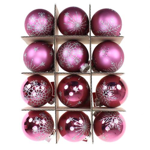 12 Christbaumkugeln Schneeflocke Flocke Glas Weihnachtskugeln Kugeln 75mm edel 