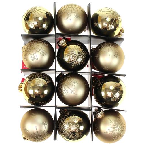 12 Christbaumkugeln Schneeflocke Flocke Glas Weihnachtskugeln Kugeln 75mm edel 