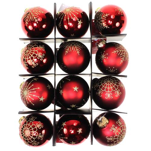 12 Christbaumkugeln Schneeflocke Flocke Glas Weihnachtskugeln Kugeln 75mm edel 