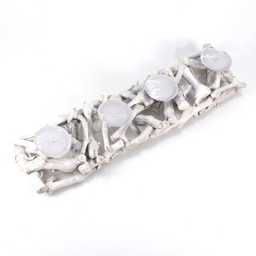 Kerzenhalter L60cm B15cm H9cm Holz white wash Kerzenst�nder Vintage shabby �ste