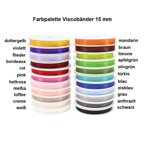 50m x 15mm Visco Dekoband Taftband Schleifenband Geschenkband Stoffband Taft Schleife