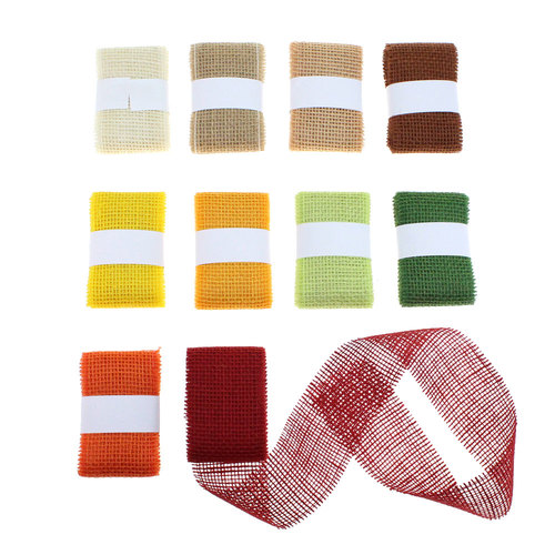 2m x 60mm Juteband Jutestr�ngchen Geschenkband Gitterband Jute Deko Band 