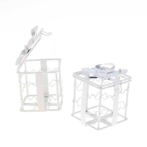Gastgeschenk Box 5x5cm wei� eckig klein Geschenk Metall Giveaway Geschenkbox