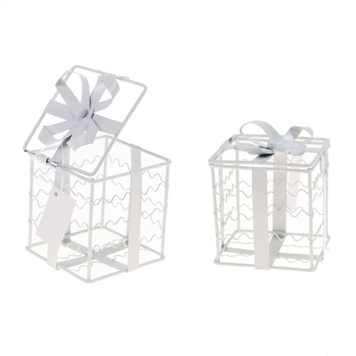 Box Gastgeschenk 7x7cm wei� eckig klein Geschenkbox Metall Giveaway Geschenk