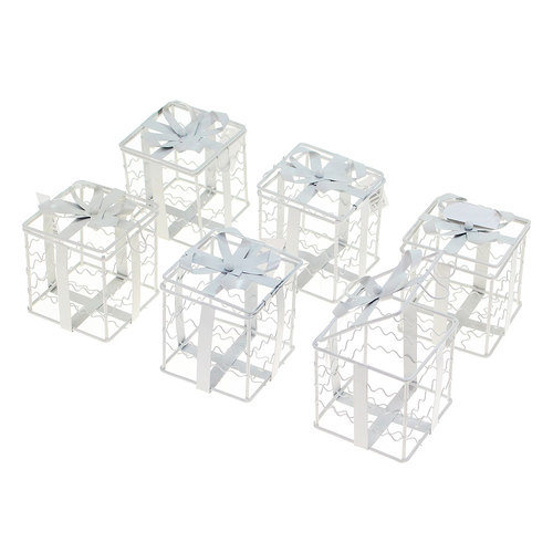 6 x Box Gastgeschenk 7x7cm wei� eckig klein Geschenkbox Metallbox Giveaway