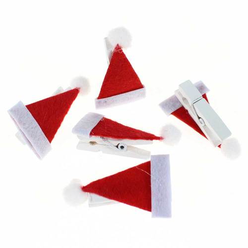 16 Nikolausm�tzen Zwicker Klammer ca 4,5x2,5cm Filz Santa Claus Nikolaus M�tzen