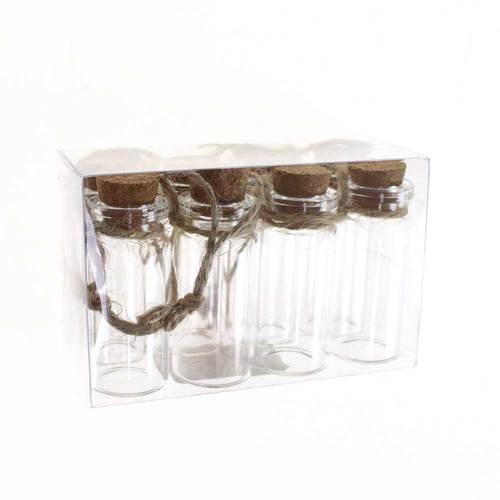 8 Glasflaschen mini H5,5cm 2cm Korken + Aufhnger  ca10ml Flasche Glas Wunschglas