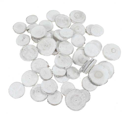 50 Astscheiben rund 3-5cm wei� white wash Holz Holzscheiben Scheibe Tischkarten