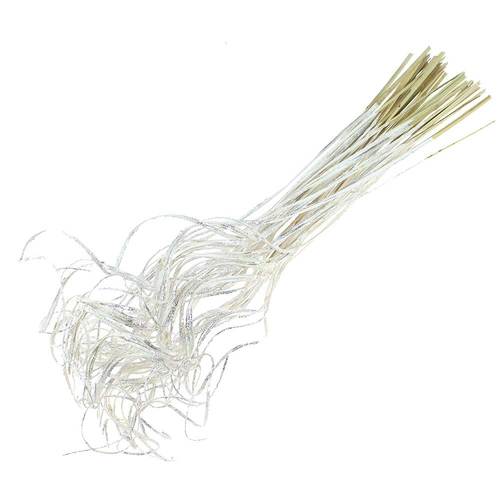  ca. 50 St�ck Twisted Curly Zweige ca 65cm wei� white wash silber Glitzer gelockt wellig Palmwedel �ste