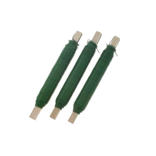 3 x 100g Wickeldraht grn Blumendraht Bindedraht D: 0,65mm Holzstab
