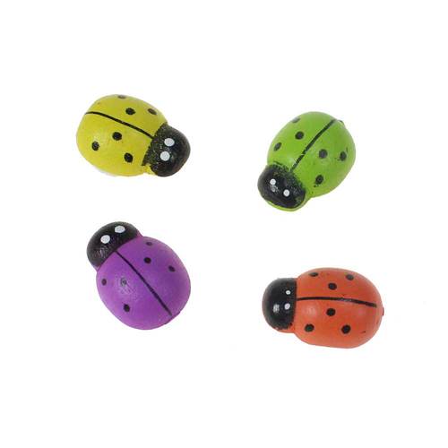220 Marienk�fer Holz bunt mix Klebepunkt 1,8cm K�fer Maik�fer Streuteile