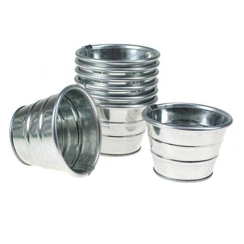 8 Eimer 9xH6,3cm Zink silber Deko Blumentopf Blecheimer Metalleimer Zinkeimer