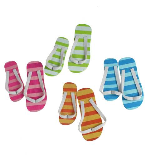 24 Strandsandalen Streuteile bunt ca 6,5 + 8cm  Zehentrenner Sommer Badelatschen Deko