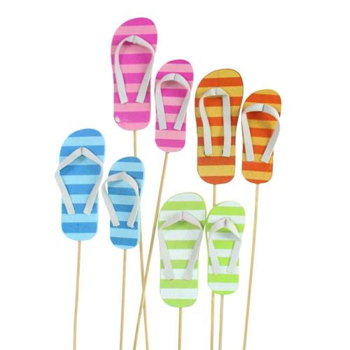 24 Stecker Strandsandalen L30cm Mix 6,5+8cm 4 Farben Strand Sommer bunt Beach