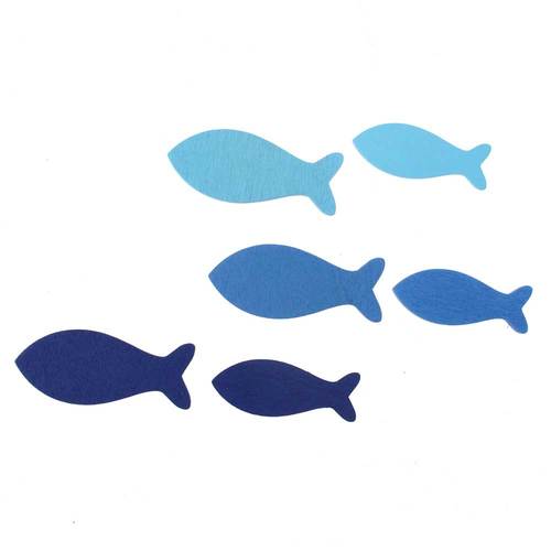 72 Fische Holz blau 3 Farben 2 Formate Kommunion Konfirmation Streu Tisch Deko maritim