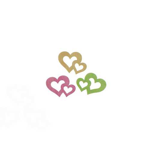 144 bunte Herzen Holz ca 2cm 3-farbig sort. Herz Heart Hochzeit Streuteile Deko 