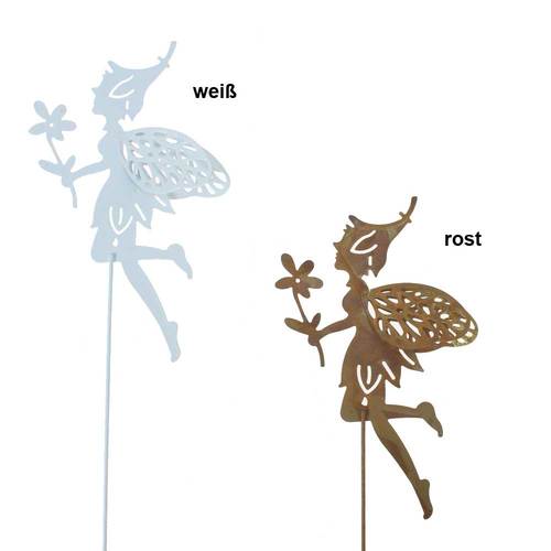 Stecker Elfe Fee schwebend L31,5cm Metall Garten Deko Stab Elfenstecker