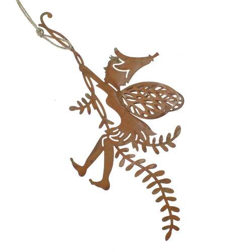 H�nger Elfe Fee Blatt kletternd Metall ca.24x11,5cm wei� oder rost Fenster Deko 