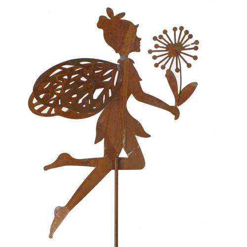 Stecker Elfe Fee Pusteblume Metall L60cm rost oder wei� Garten Deko Pick Stab 