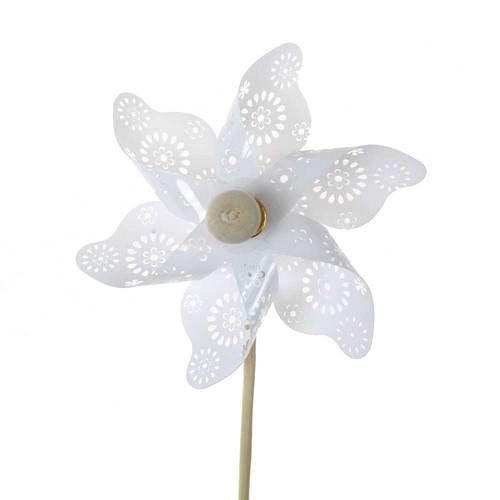 12 Windr�der Stecker wei� ca8,5cm Lca28cm Holz Kunststoff Windrad Pick Stab Sommer