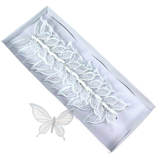 12 Schmetterlinge wei� Glitzer 15cm Metallclip Klammer Deko Butterfly Fr�hling