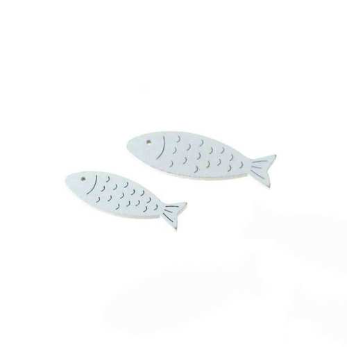 72 Fische Holz ca 5,5x1,8/4,5x1,5cm Fisch Maritim Kommunion wei� o. blau o. rosa 