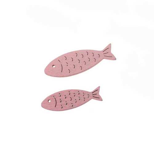 72 Fische Holz ca 5,5x1,8/4,5x1,5cm Fisch Maritim Kommunion wei� o. blau o. rosa 