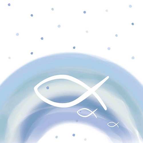 20 Servietten Rainbow Fische Regenbogen 3-lagig 33x33cm Taufe Geburt Kommunion Ichtys 