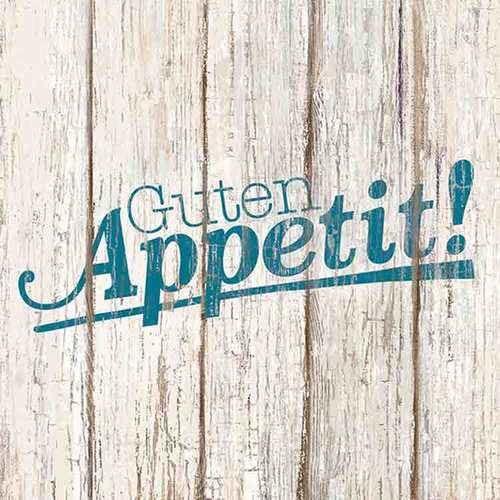 20 Servietten Guten Appetit 3-lagig 33x33cm Holz Design Papierservietten Tissue Essen